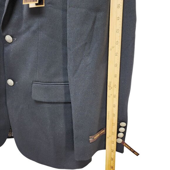 Pierre Loren Mens Navy Blazer 36R Superior 150S Classic Fit Polyester Blend - Picture 9 of 11